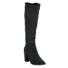 Super Mode Bottes en daim élégantes le noir 2