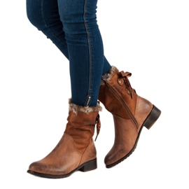 SDS Bottines Camel Avec Un Noeud brun 1