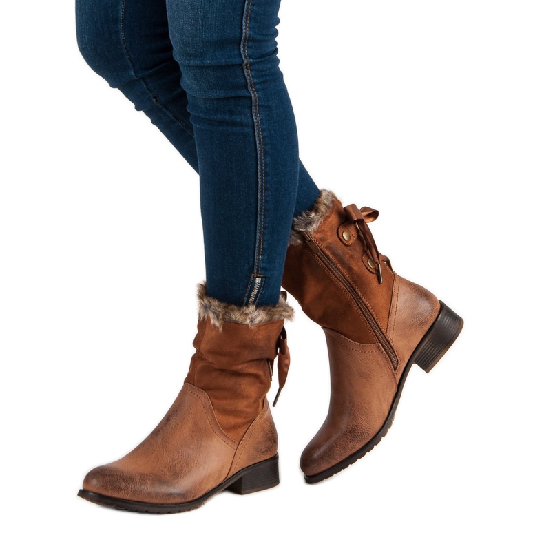 SDS Bottines Camel Avec Un Noeud brun 1