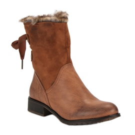 SDS Bottines Camel Avec Un Noeud brun 2