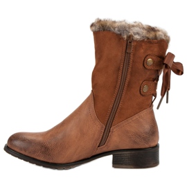 SDS Bottines Camel Avec Un Noeud brun 3