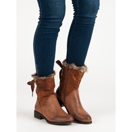 SDS Bottines Camel Avec Un Noeud brun 6