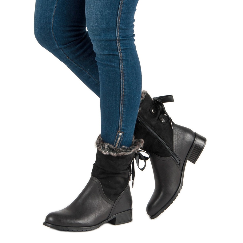 SDS Bottines Noires Avec Un Noeud le noir 2