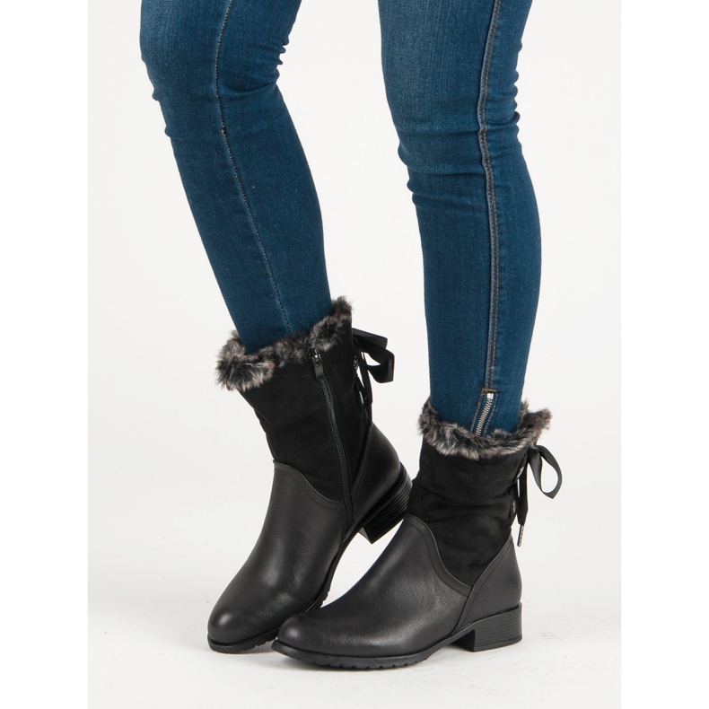 SDS Bottines Noires Avec Un Noeud 1