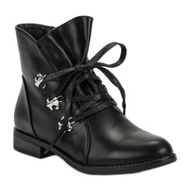 Weide Bottes noires sur un talon plat le noir 2