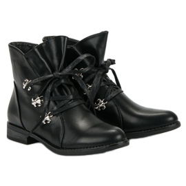 Weide Bottes noires sur un talon plat le noir 5