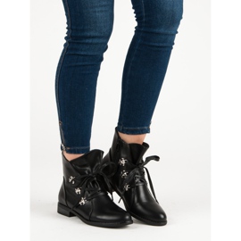 Weide Bottes noires sur un talon plat le noir 6