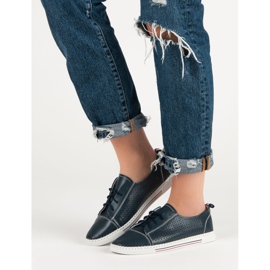 Baskets ajourées en cuir VINCEZA bleu 3