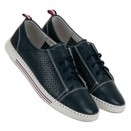 Baskets ajourées en cuir VINCEZA bleu 4