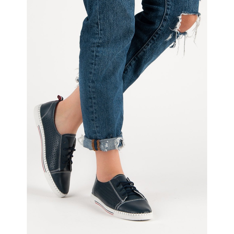 Baskets ajourées en cuir VINCEZA bleu 2