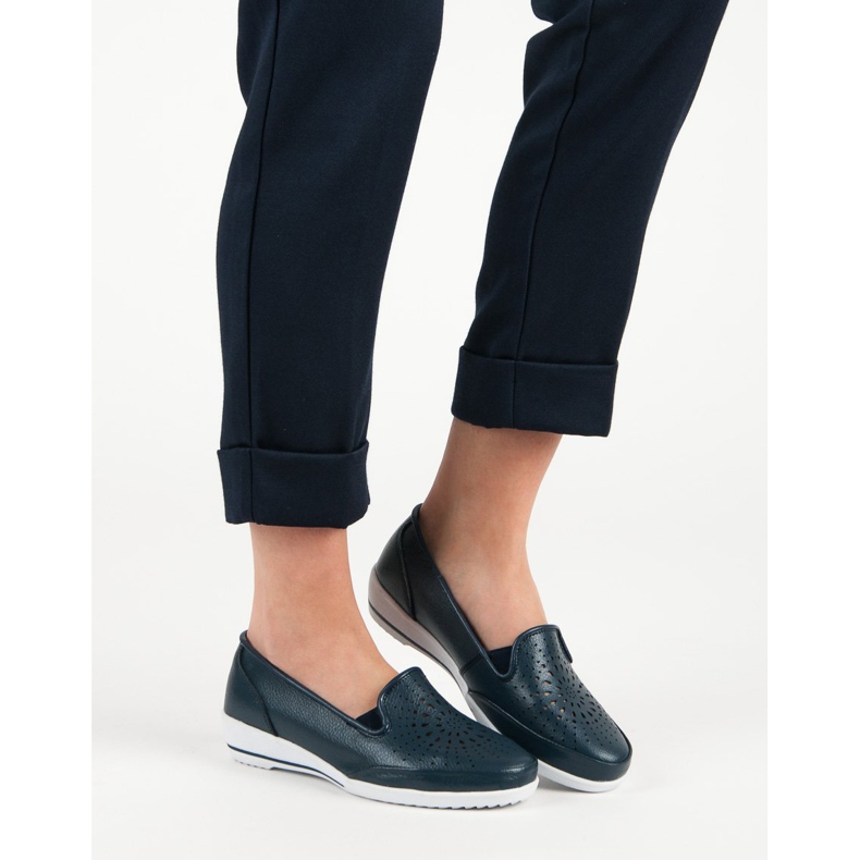 Chaussures ajourées en cuir VINCEZA bleu 2