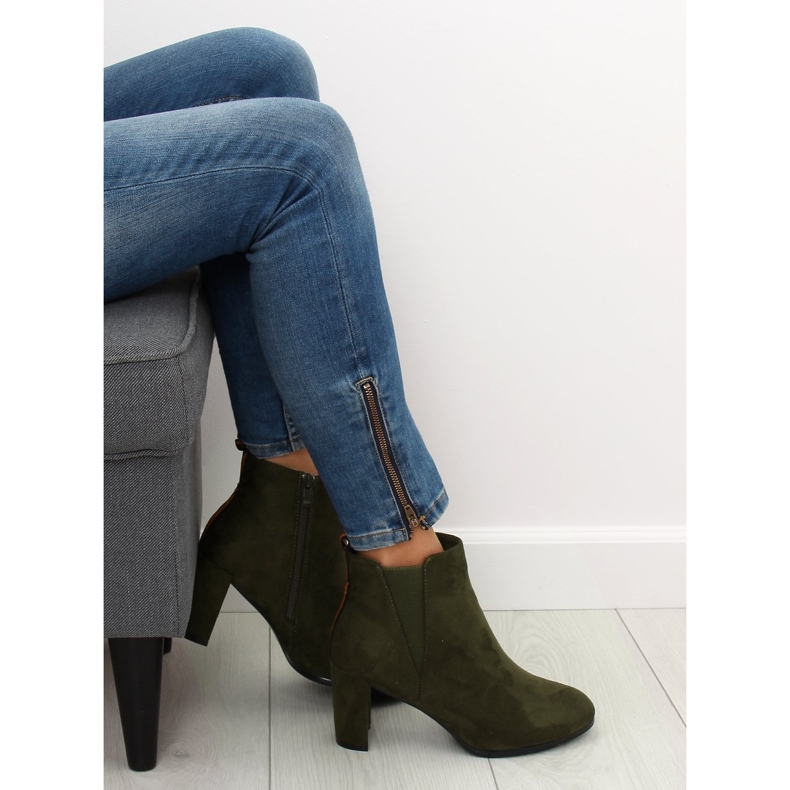 Bottines vertes à talons A5580 Olive 1