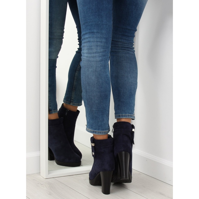 Bottines à talons bleu marine BK3233 Navy 1 Bottines à talons bleu marine BK3233 Navy 1