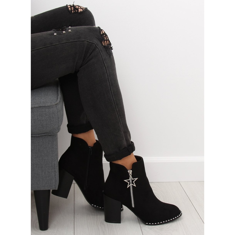 Bottes sur un talon stable noir 8576-2 Noir 1