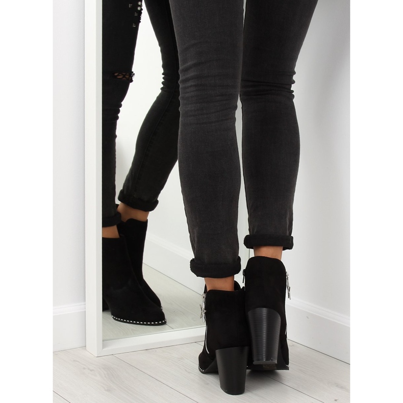 Bottes sur un talon stable noir 8576-2 Noir 2