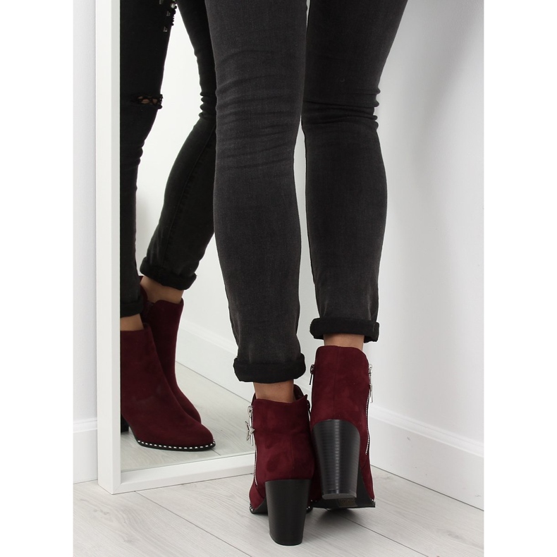 Bottes sur un talon stable bordeaux 8576-2 Rouge 1