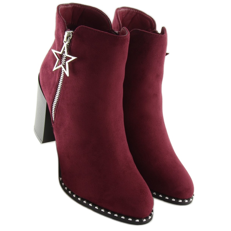 Bottes sur un talon stable bordeaux 8576-2 Rouge 2