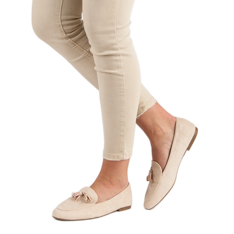 Small Swan Mocassins à paillettes rose 2