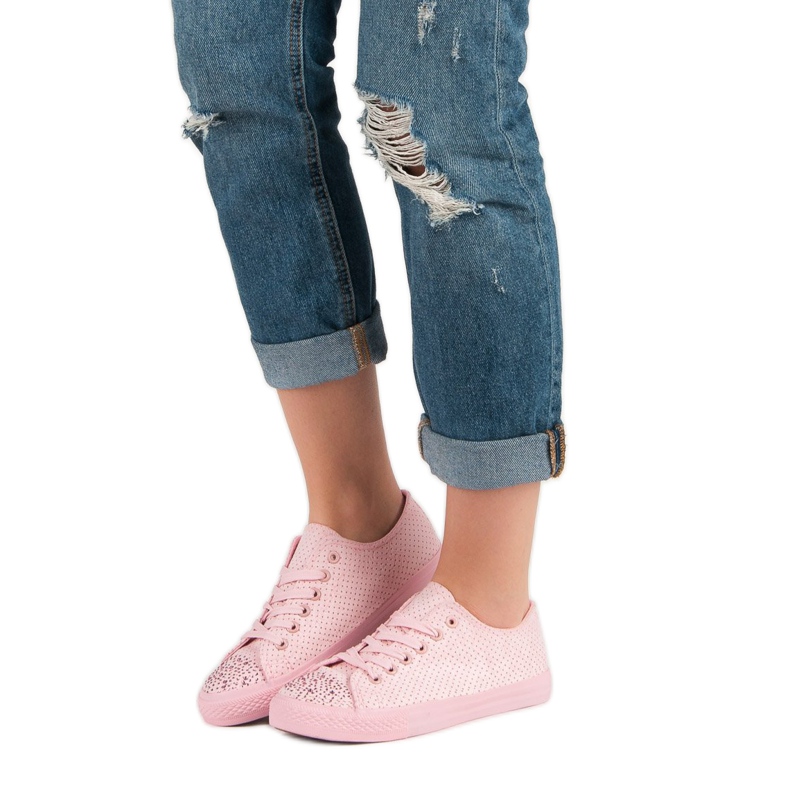 Sport Baskets roses à cristaux 2