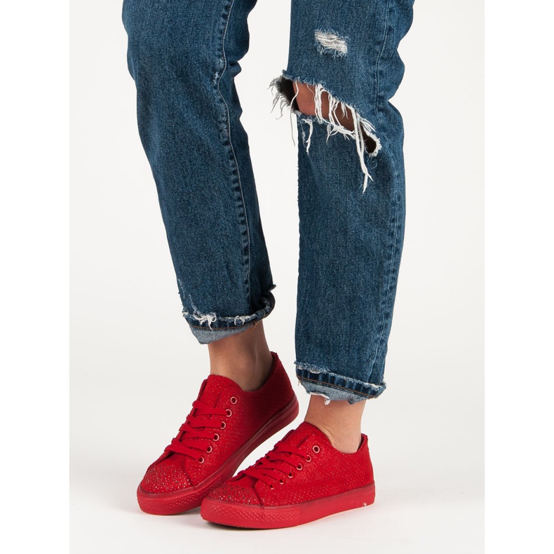 Sport Baskets rouges à cristaux 1