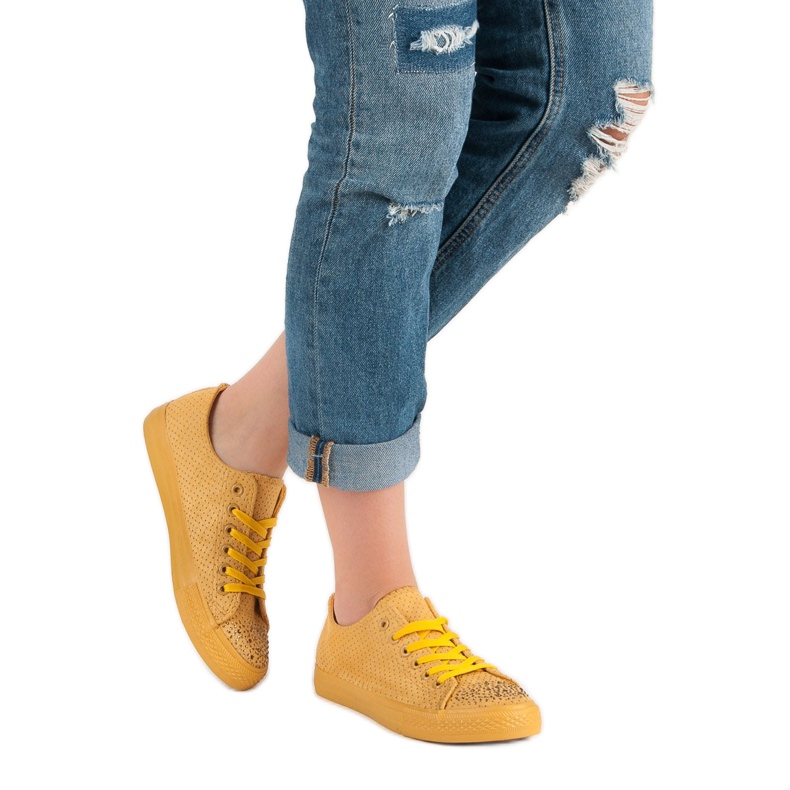 Sport Baskets jaunes à cristaux 2