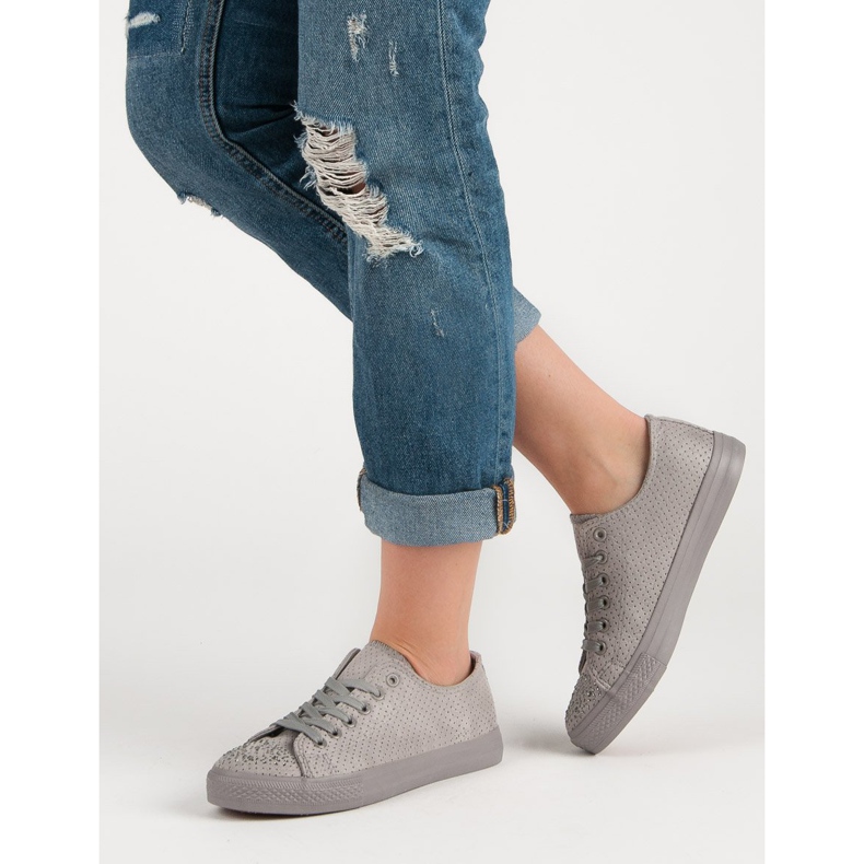 Sport Baskets grises à cristaux 2