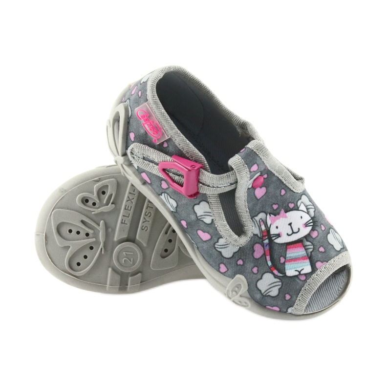 Befado pantoufles chaussures pour enfants 213P107 gris rose 5