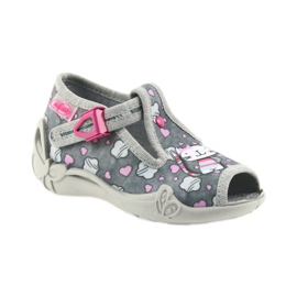 Befado pantoufles chaussures pour enfants 213P107 gris rose 1