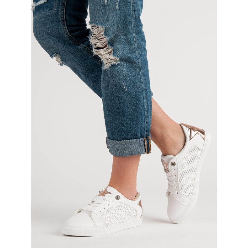 Chaussures de sport basses blanche jaune 1