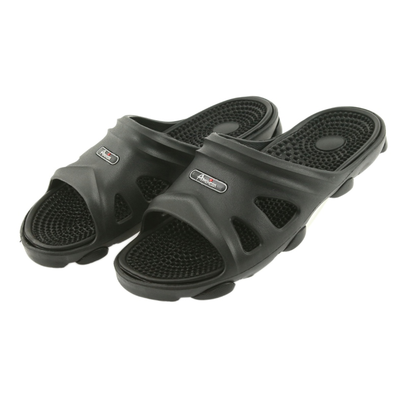 Chaussons de piscine noirs pour hommes American Club le noir 5 Chaussons de piscine noirs pour hommes American Club le noir 5