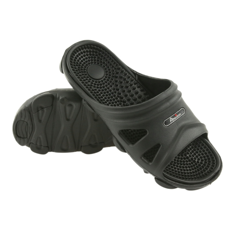 Chaussons de piscine noirs pour hommes American Club le noir 3 Chaussons de piscine noirs pour hommes American Club le noir 3