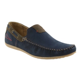 Riko Men's Moccasins Navy / Brown 781 bleu 1