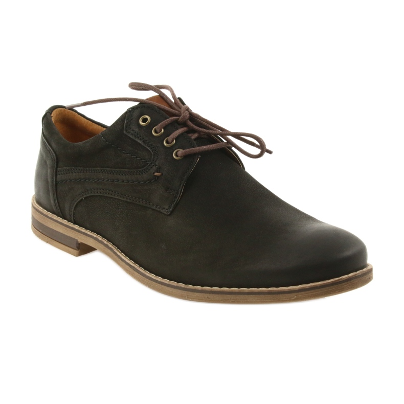 Chaussures en cuir pour hommes Riko 831 noires 1