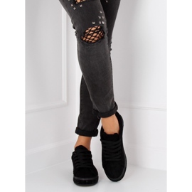 Noir BS098 Baskets noires avec pierres 2