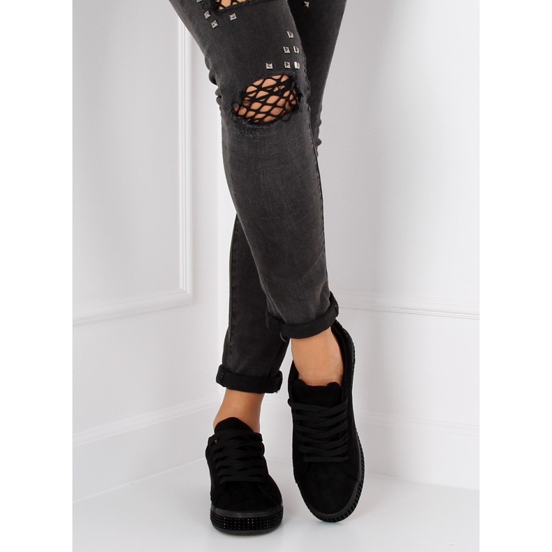 Noir BS098 Baskets noires avec pierres le noir 2