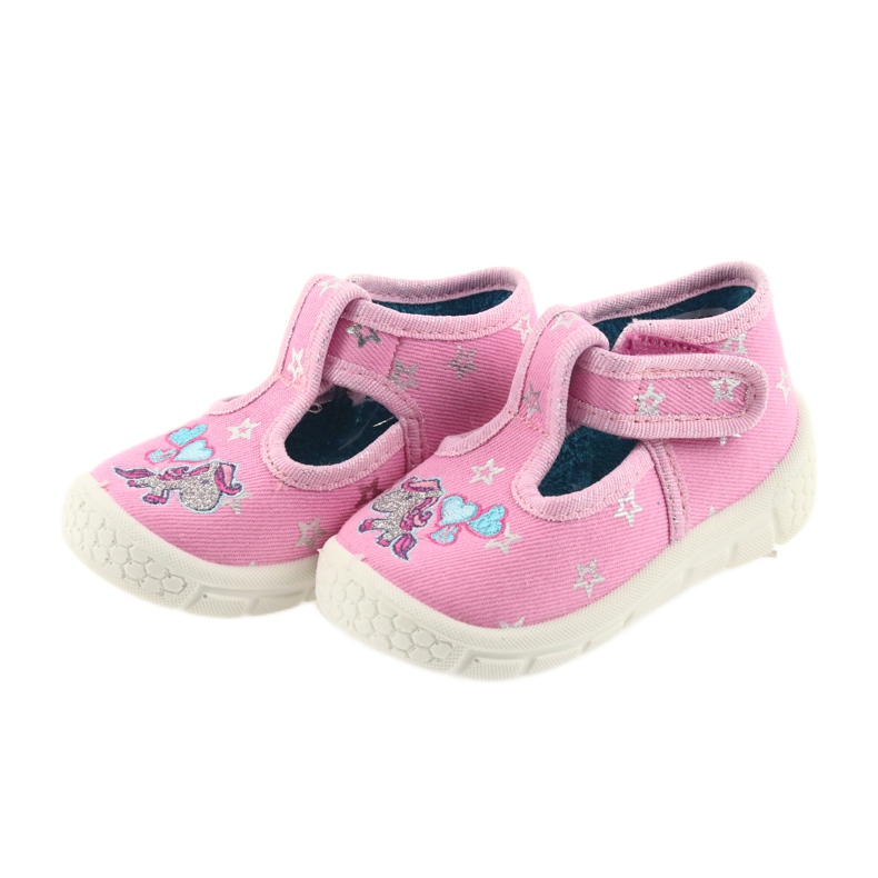 Chaussures enfants Befado 531P009 pantoufles gris rose 2