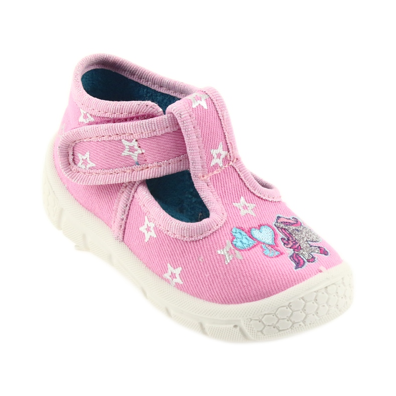 Chaussures enfants Befado 531P009 pantoufles gris rose 1