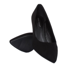 Escarpins sur un talon bas noir P-6377 Noir le noir 4