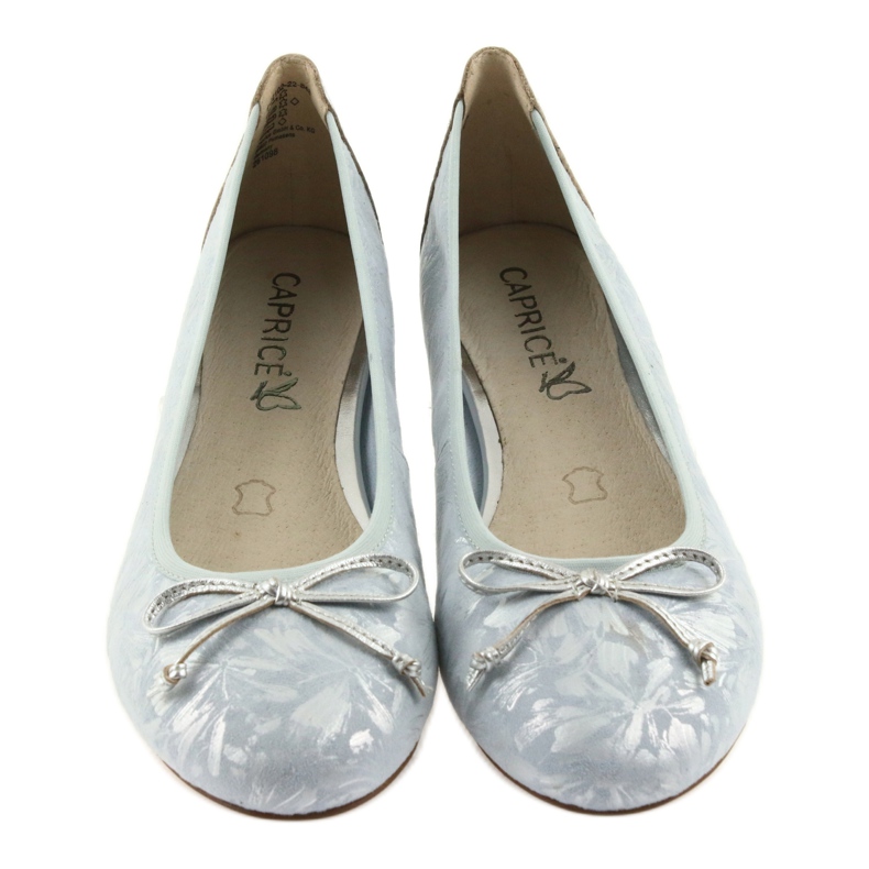 Caprice Ballerinas pour femmes 22102 Bleu avec un arc 3