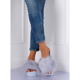 Gris CK77P Chaussons gris avec fourrure 1