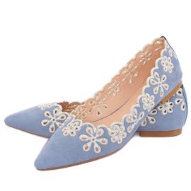 LT99P Ballerines ajourées bleues 5