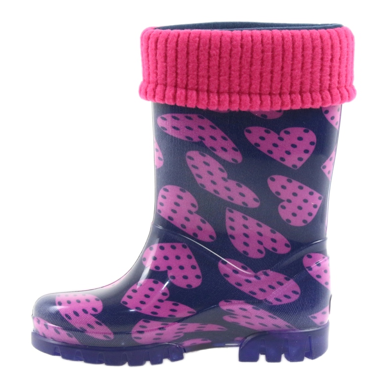 Demar bottes de pluie pour enfants chaussettes chaudes coeurs rose bleu marin 2