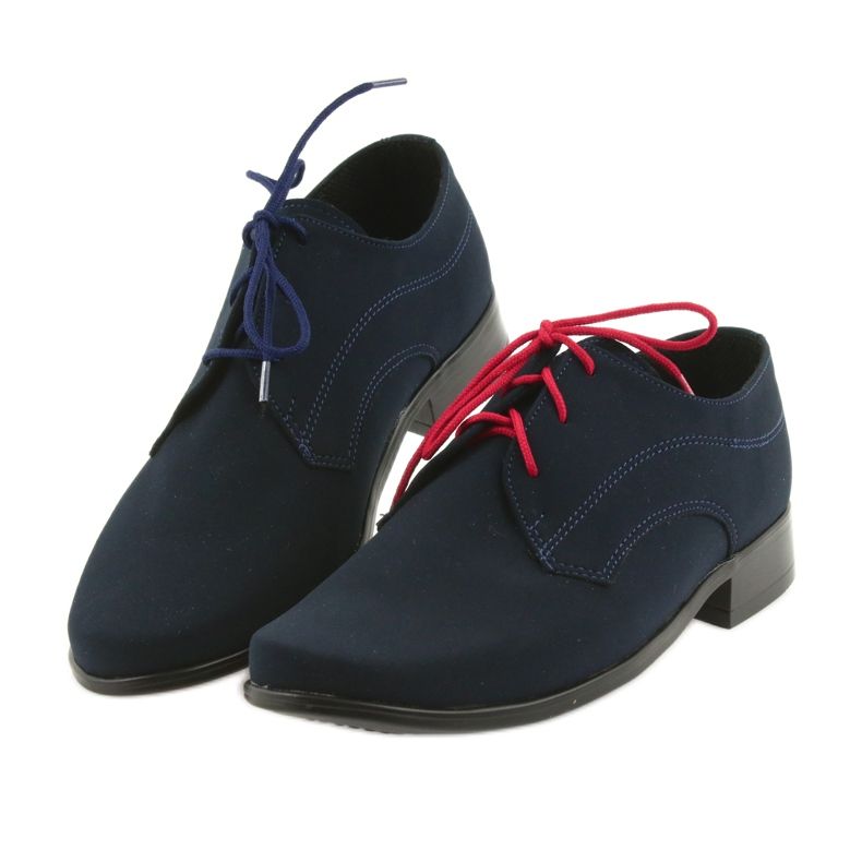 Chaussures basses pour enfants Miko, chaussures de première communion en daim bleu marine 4