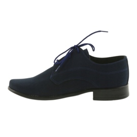 Chaussures basses pour enfants Miko, chaussures de première communion en daim bleu marin 2