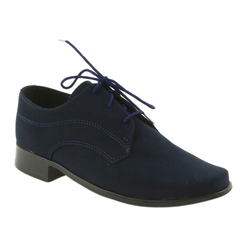 Chaussures basses pour enfants Miko, chaussures de première communion en daim bleu marin 1
