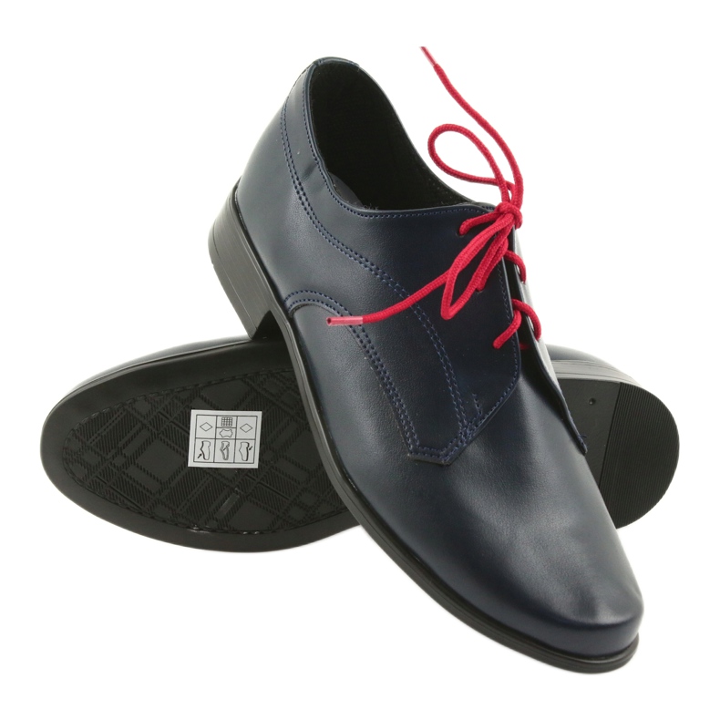 Miko Chaussures garçons en cuir Navy bleu insert 3