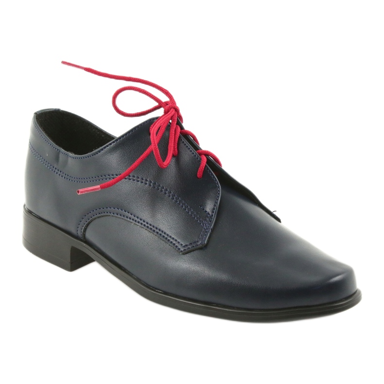 Miko Chaussures garçons en cuir Navy bleu insert 1