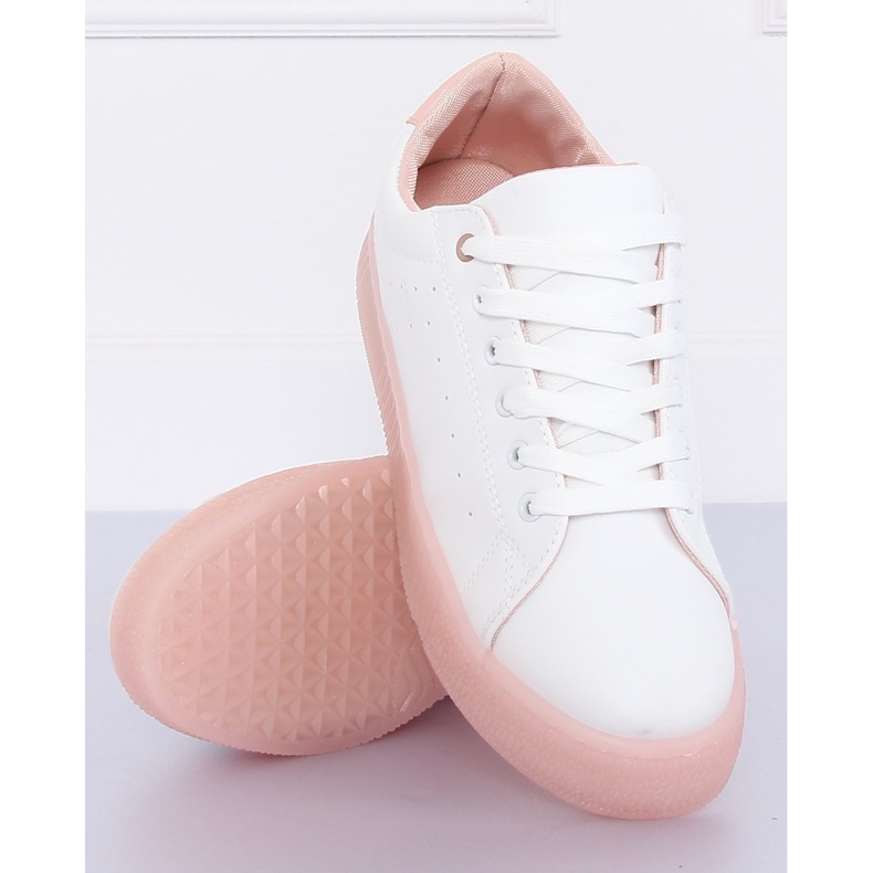 Sneakers sur semelle haute blanc et rose LA38P Rose 2