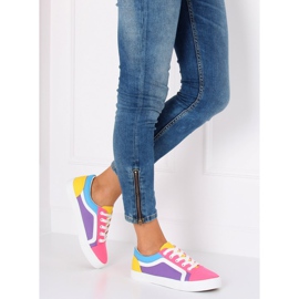 Baskets femme multicolores BL156 Rose Red 2
