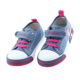 Sneakers pour enfants American Club bleu avec velcro 28/19 rose 4